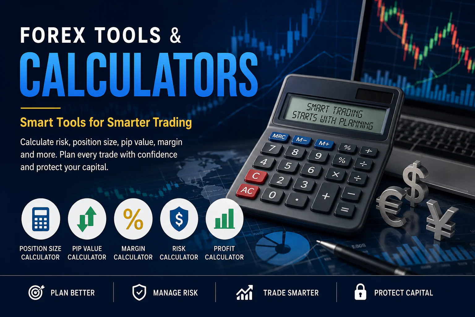 Forex tools, calculators, planners, and trading platforms
